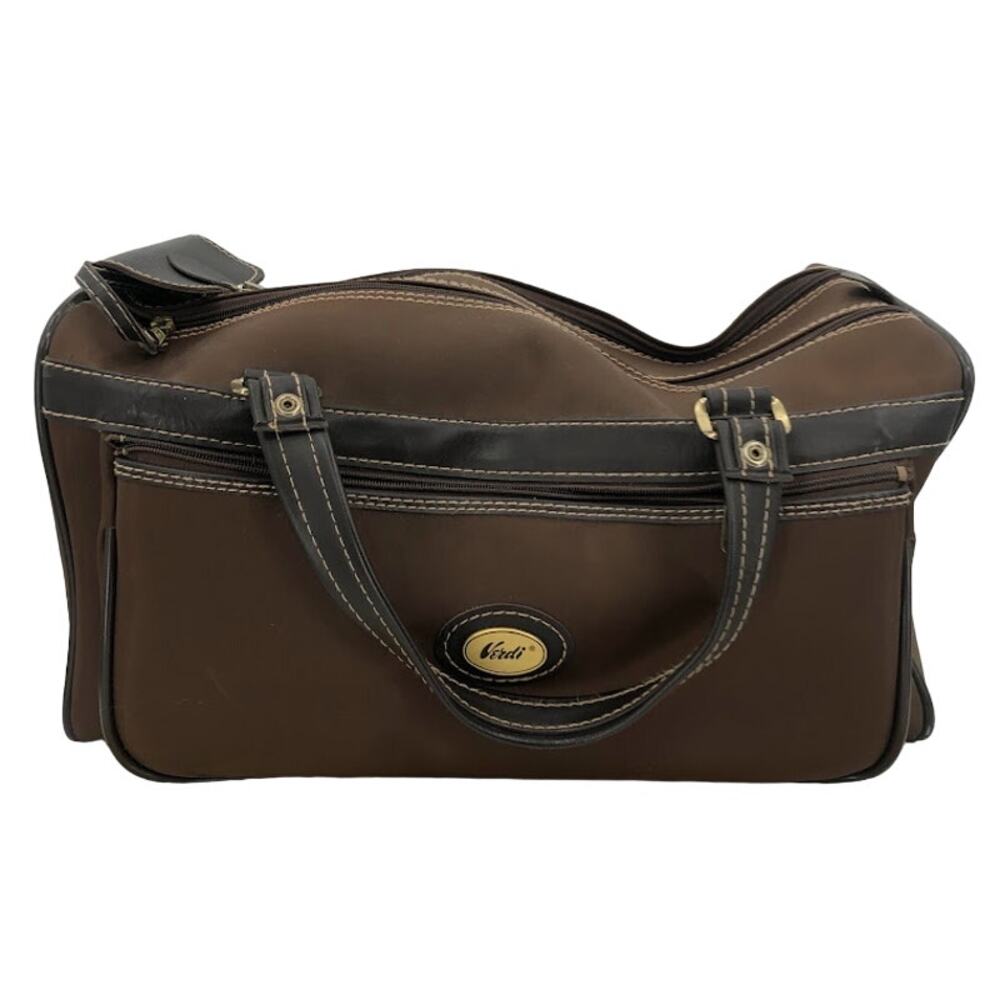 Verdi International VINTAGE Travel Tote top handle duffle Gym bag Carry on Brown